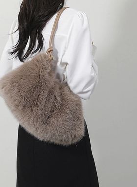Faux Rabbit Fur Plush Sholder Bag Fashion And Luxury Fur Bag