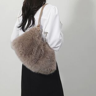 Plush Sholder Bag Faux And Fur Fashion Luxury Rabbit