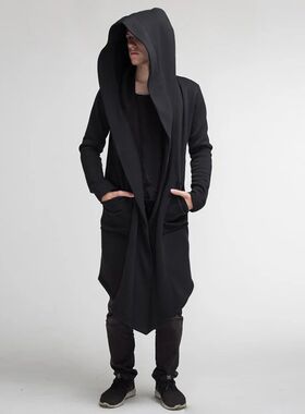 Men's Winter Hooded Cardigan rench Coat Sreetwear Solid Colo