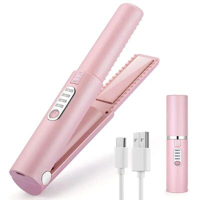 2-IN-1 Cordless Electric Heating Hair Straightener Rechargea