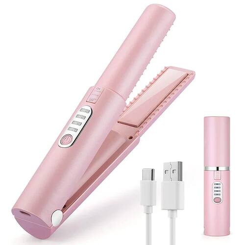 2-IN-1 Cordless Electric Heating Hair Straightener Rechargea