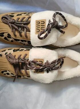 Fur Leopard Flats Women Casual Shoes Fad Soprt Sneakers Wint