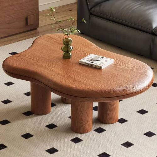 CloudShaped Coffee Table, Modern Sofa Table with 4 Legs, Wal