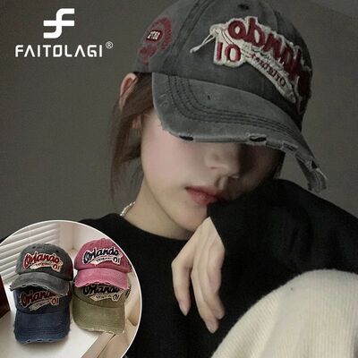 Hip Hop Holes Baseball Hat For Men Women Retro Washed Cotton
