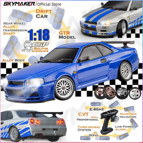 Skymaker LDRC 1/18 RC Drift Car LD1899 GTR Mode R34 2.4GHz R