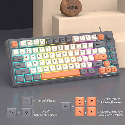 USB Mini Slim Mechanical Gaming Wired Keyboard 81 Keys Layou