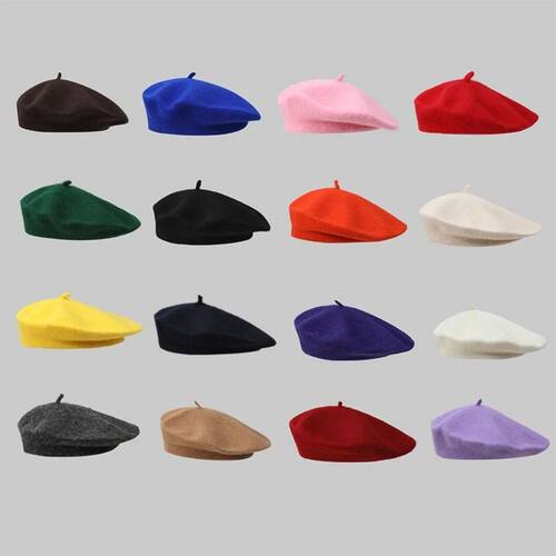 Berets Hat Autumn Winter Warm Wool Berets Hat Solid Color El