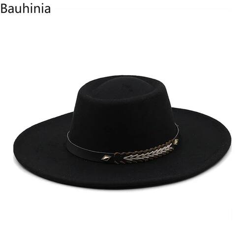 British Style Felt Fedoras Hats for Women9.5CM Wide Brim Men