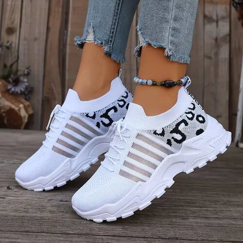 Woman shoes Leopard print sneakers lightweight and breathabl