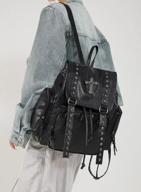 Rivet Y2K Backpack Women Gothic Punk PU Leather Shoulder Bag