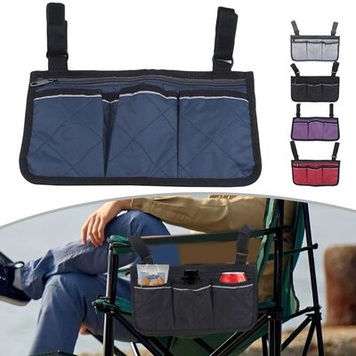 Camping Chair Armrest Storage Bag Wheelchair Beach Chair Sid