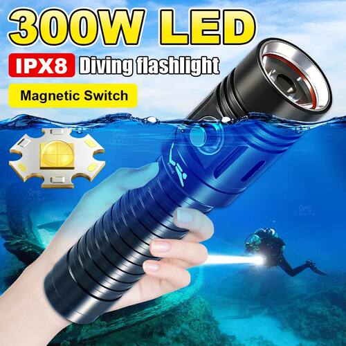 300W High Power Diving Flashlight IPX8 Highest Waterproof Un