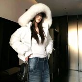 Fur Sreet Fashion Zipper Simple White Short Collar Hooded