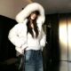 Fur Sreet Fashion Zipper Simple White Short Collar Hooded