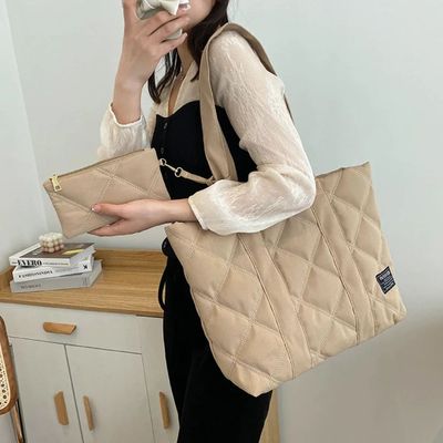 Women Handbag Fall Winter Fashion Rhombus Space Cotton Suit