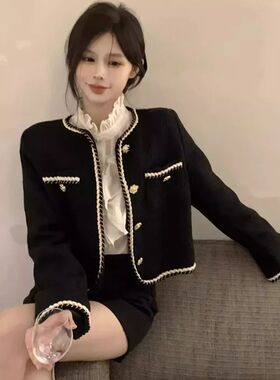 Smvp 2024 Autumn Winter New Elegant Black Coat Women Korean