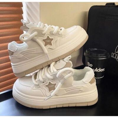 Women Platform Sneakers Fashion Design Lace Up Skateboard Fl