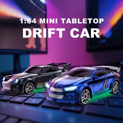 1/64 Scale Drift RC Car - 2.4GHz Desktop Mini Racing Model w