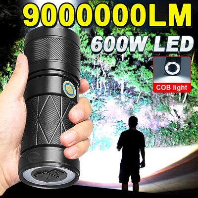 9000000LM 600W High Power LED Flashlights Powerful Rechargea