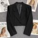 Notched Woman Cropped Black New Blazers 2025 match rend All