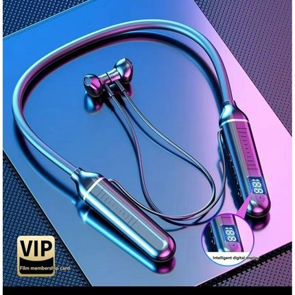 Stereo hanging neck wireless bluetooth headset magnetic suct