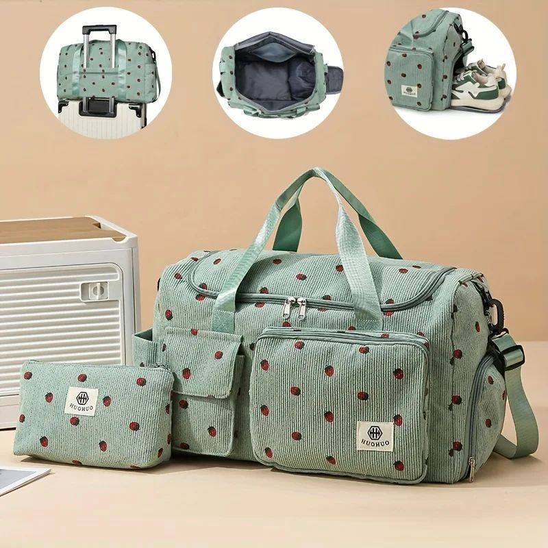 Strawberry Travel Bag, Large Capacity Corduroy Luggage Bag,,箱包皮具/热销女包/男包,通用款女包,淘宝优惠券,粉丝福利购,淘宝优惠卷