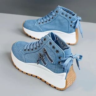 Designer Women Sneakers High Top Denim  Shoes Female Girls S