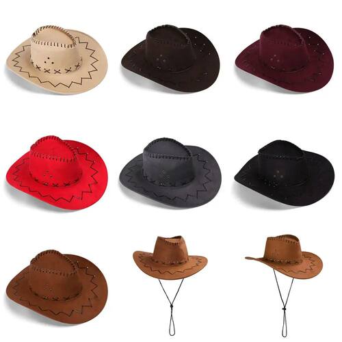 Women Men Cowboy Hat Western Suede Cowgirl Hats Fashion West