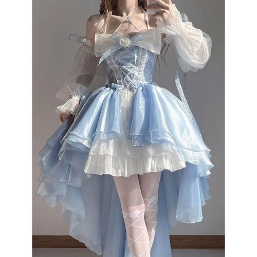 2024 New French Romantic Lolita Elegant Dress Irregular Cosp