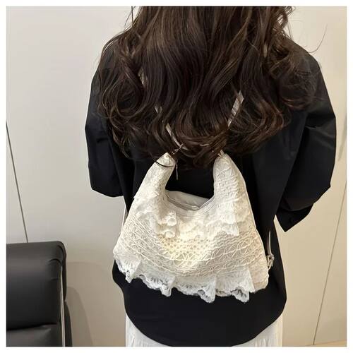 Off white crossbody bag, new tote bag, casual vacation lace
