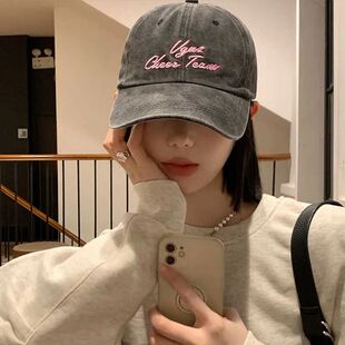 Baseball Vintage Cotton Letter Embroidery Women Washed Cap