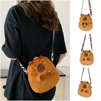 Large Capacity Capybara Plush Shoulder Bag Cartoon Capybara