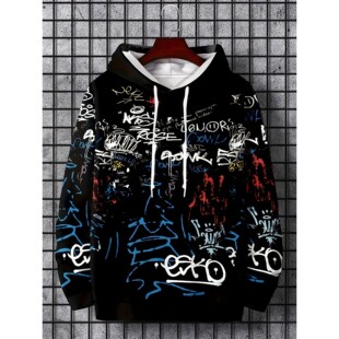 Hot selling men's autumn fashion personalized graffiti print