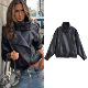 Long Fall New Sleeve Jacket Faux Pebble Women 2025 Black