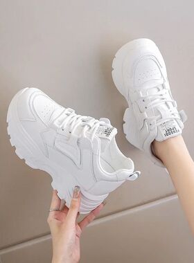 Women's Sneakers White Platform Shoes 2025 Lace-Up Thick Bot