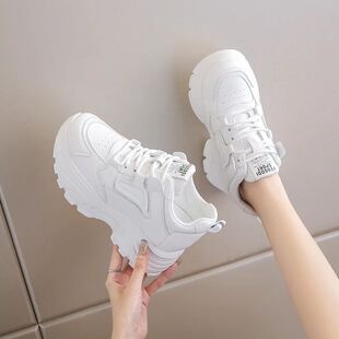Women's Sneakers White Platform Shoes 2025 Lace-Up Thick Bot
