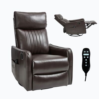 Brown Faux Leather Heat Massage Manual Recliner Chair with R