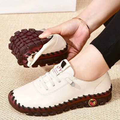 Sneakers Women Shoes Platform Loafers Lace Up Leather Flat S