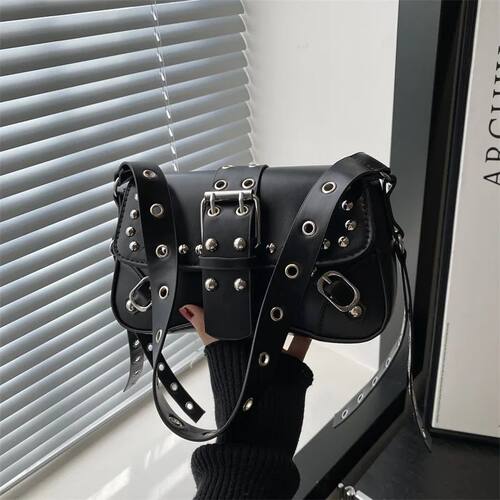Shoulder Bag for Women Punk Style Purse PU Leather Rock Fash