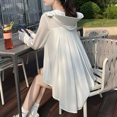 Casual Clothing Solid Coat UV Resistant Hooded Zipper Front