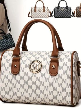 Synthetic Faux Leather Handbag Shoulder Bag with Golden 