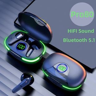 TWS Pro80 Fone Bluetooth 5.3 Earphones Wireless Headphones H