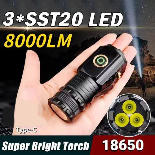 High Quality 3*SST20 LED Flashlight 18350 Super Bright Torch