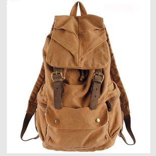 Fashion Vintage Leather military Backpack Men School Bag dr