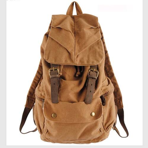 Fashion Vintage Leather military  Backpack Men School Bag dr