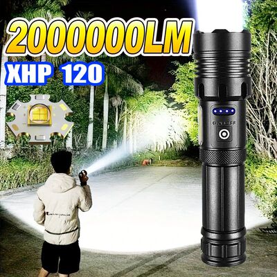 2000000LM Super Bright XHP120 LED Flashlight High Power Tact