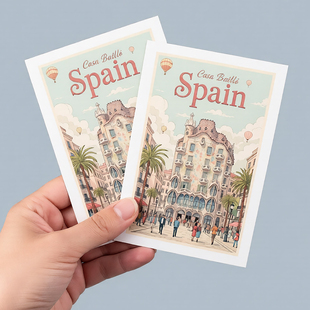 COLORMASH原创插画 巴塞罗那巴特罗之家西班牙旅行纪念单面明信片