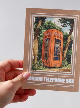 COLOR MASH原创复古单面明信片 英国伦敦红色电话亭 欧洲旅行纪念