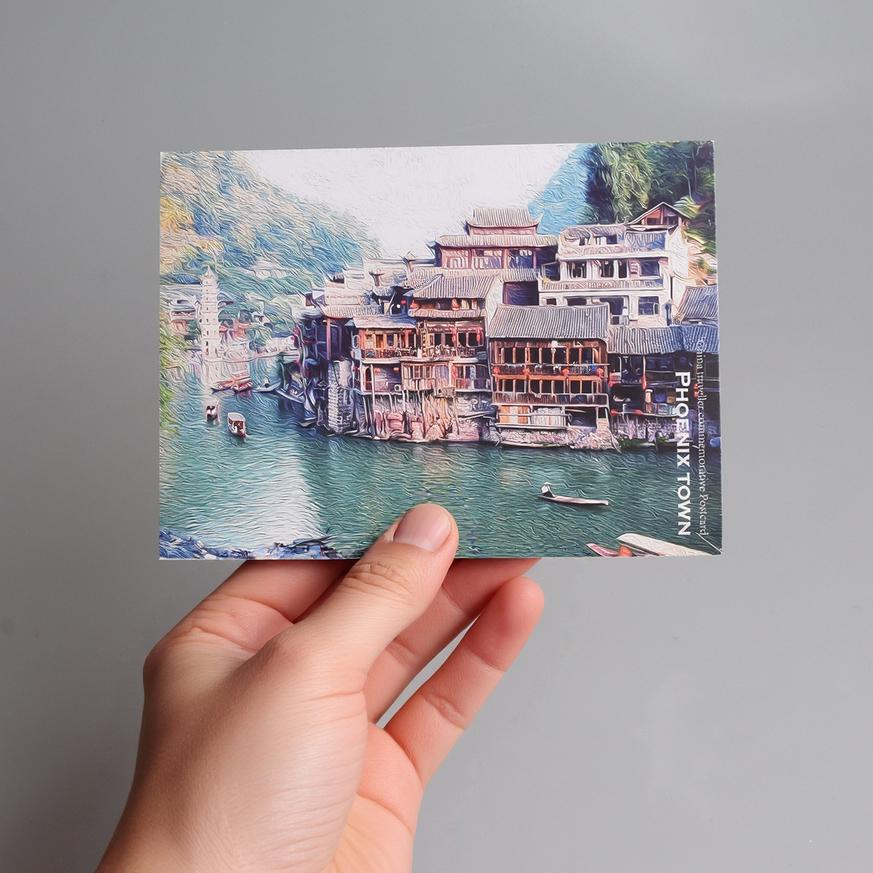@COLOR MASH出品 凤凰古镇 中国旅行纪念明信片 双面贺卡