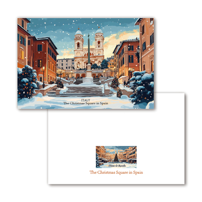 COLOR MASH原创插画，意大利西班牙广场 欧洲旅游纪念明信片贺卡